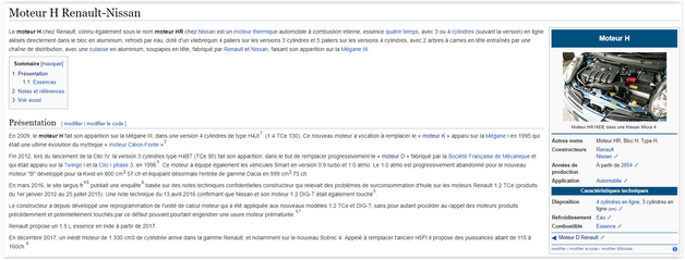 Fiche wikipedia moteur H Renault Nissan